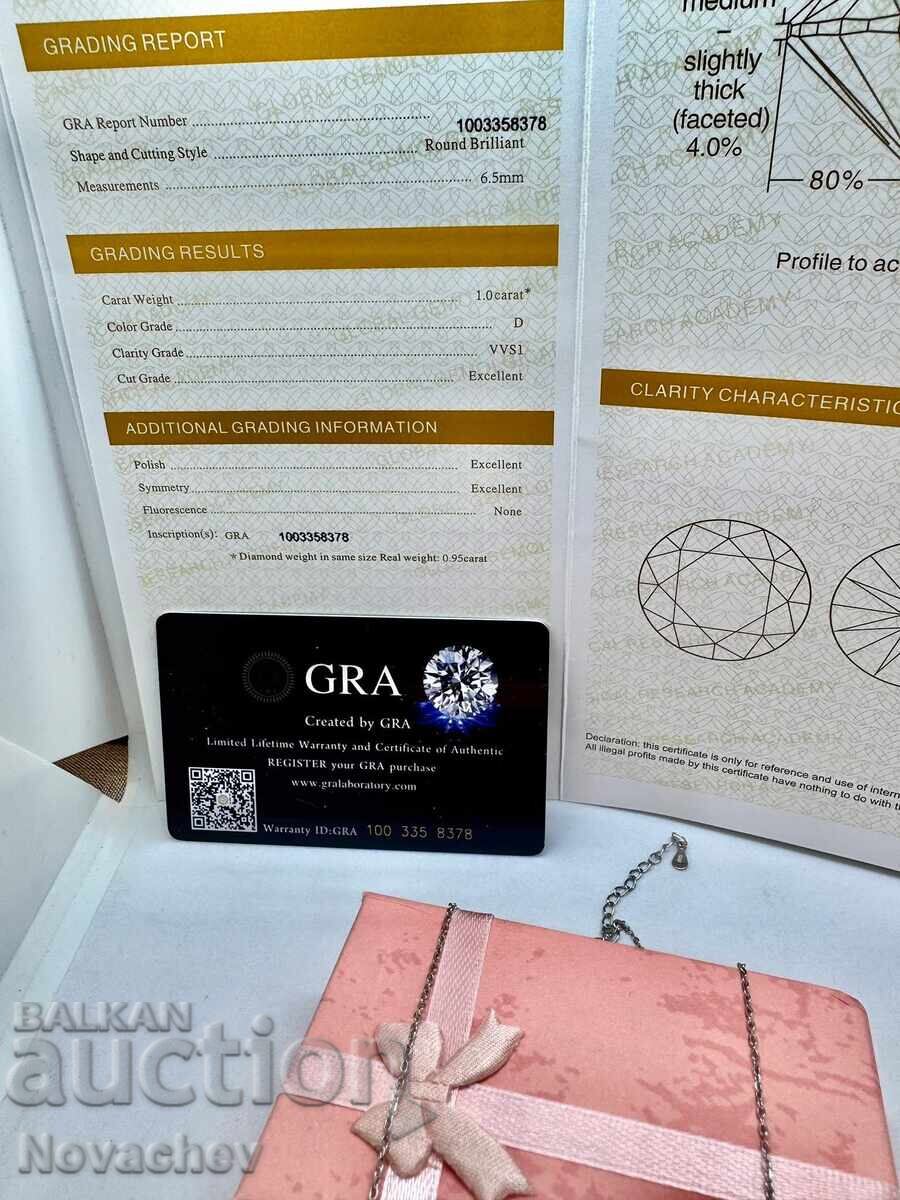 Licitație Colier din argint cu moissanite (diamant) 1 carat