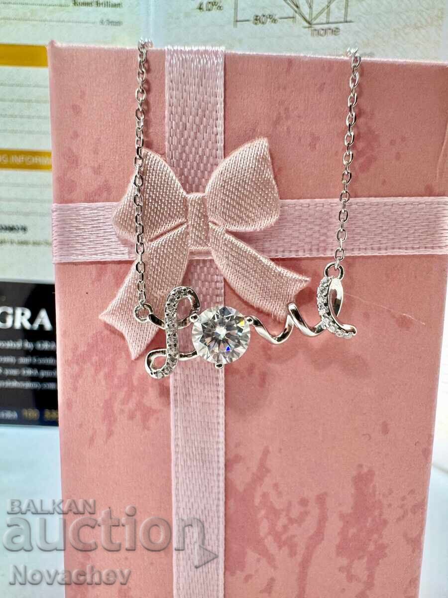 Colier din argint cu moissanite (diamant) 1 carat - 5