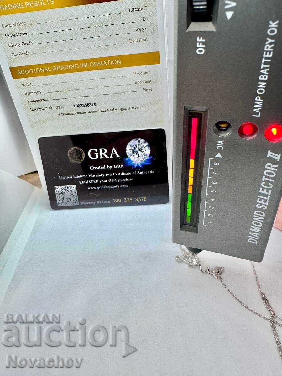 Colier din argint cu moissanite (diamant) 1 carat - 7