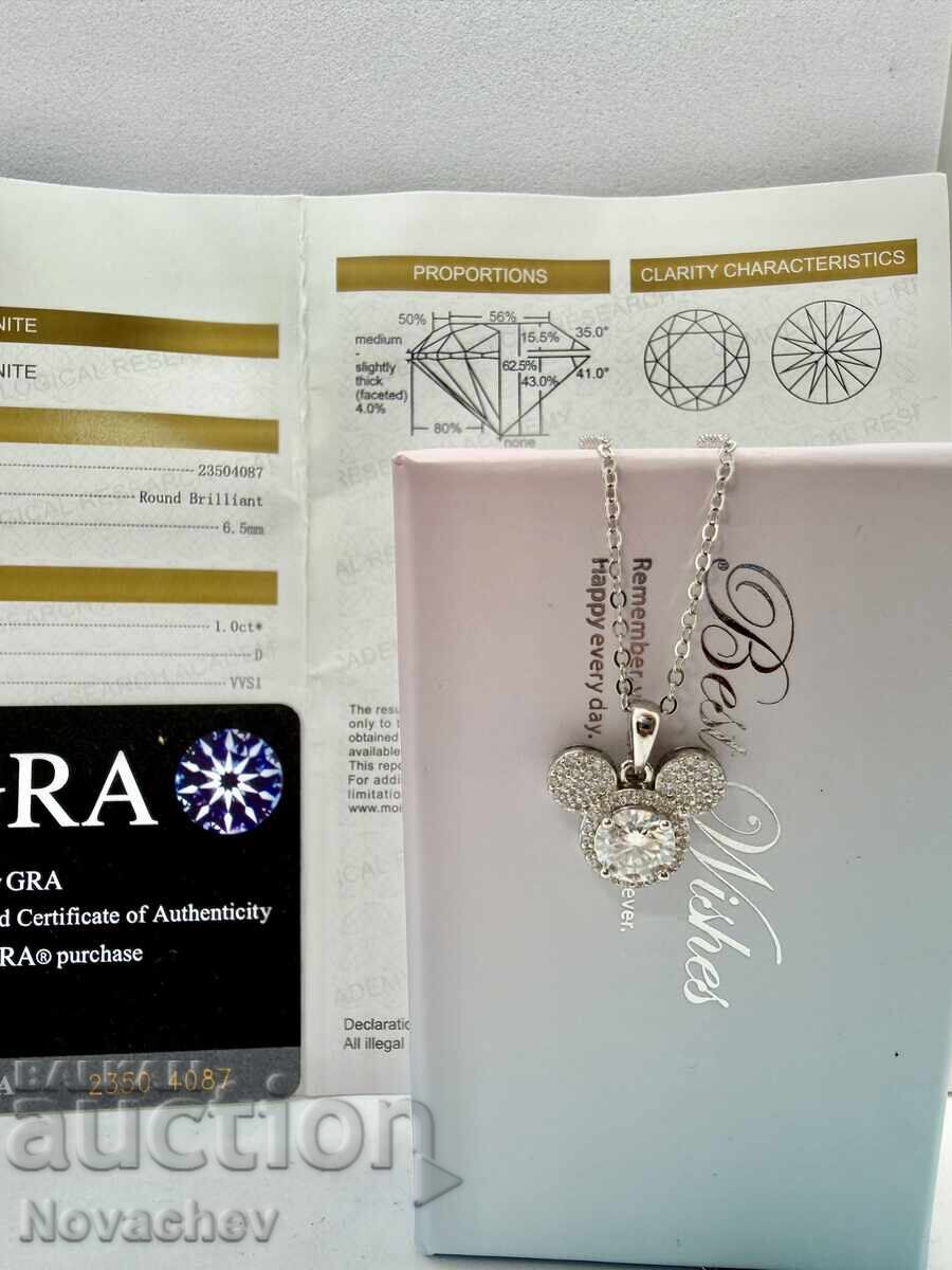 Colier din argint cu moissanite (diamant) 1 carat - 6 Colier din argint cu moissanite (diamant) 1 carat - 6