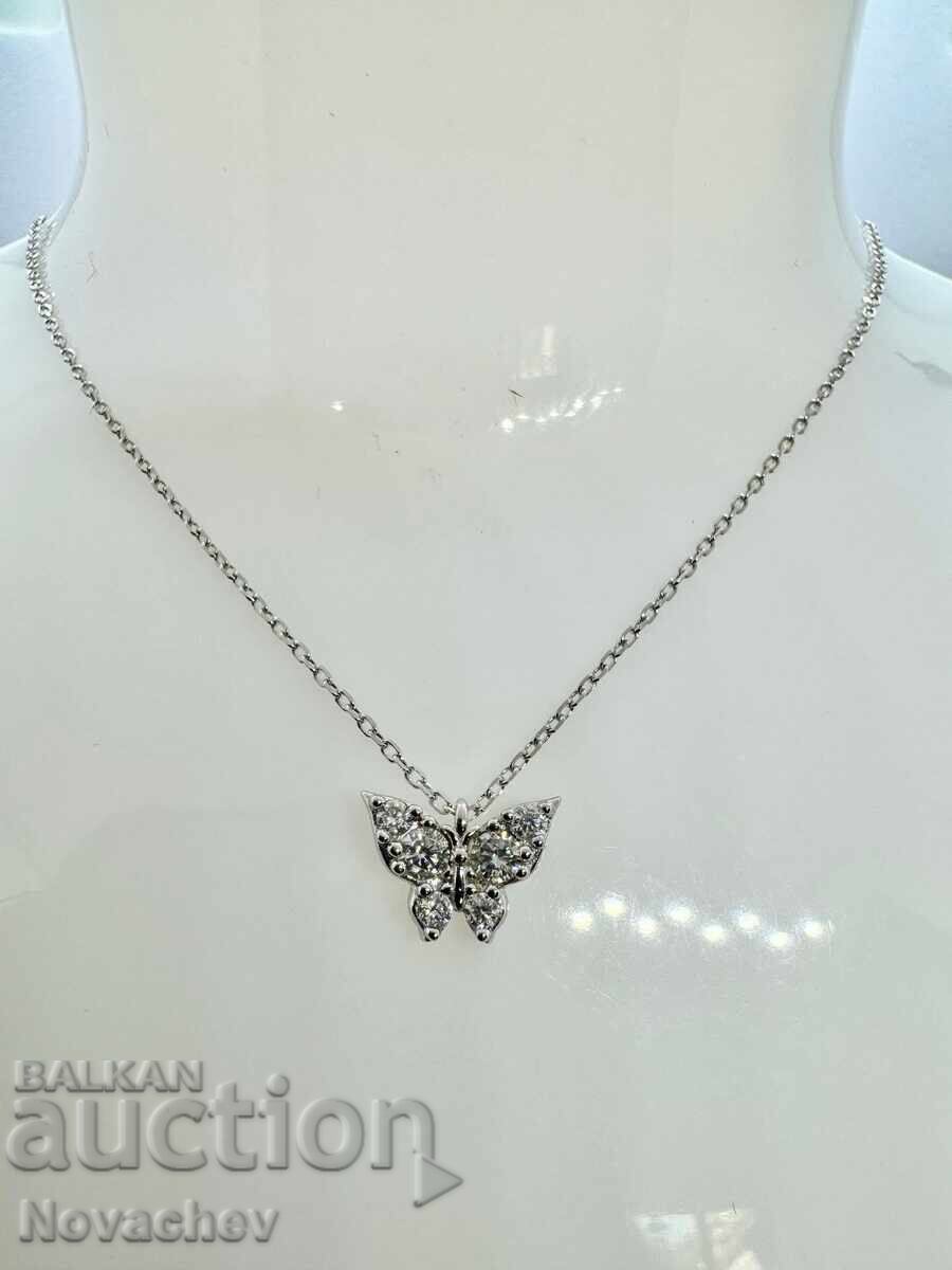 Colier din argint cu moissanite (diamant) 0.32 carate