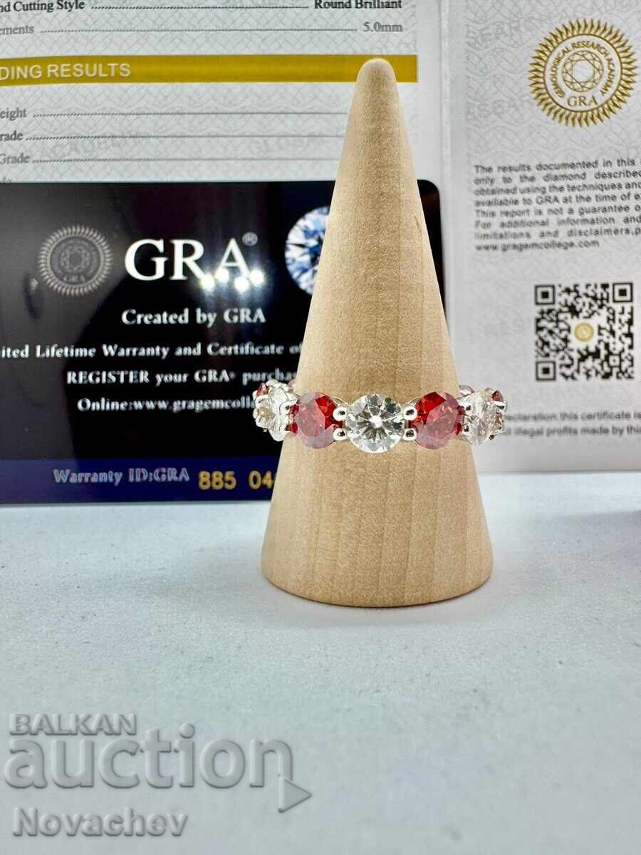 Licitație Inel din argint cu moissanit (diamant) 7 carate