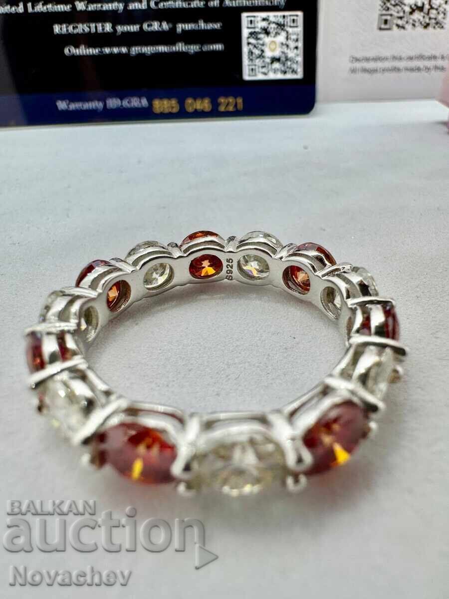Inel din argint cu moissanit (diamant) 7 carate - 6
