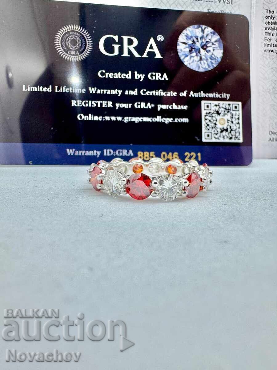 Inel din argint cu moissanit (diamant) 7 carate