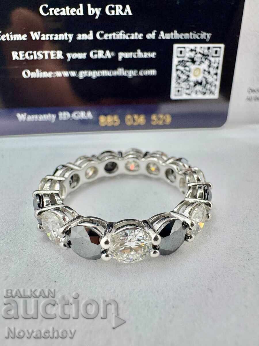 Inel din argint cu moissanite (diamant) 7.5 carate - 5 Inel din argint cu moissanite (diamant) 7.5 carate - 5