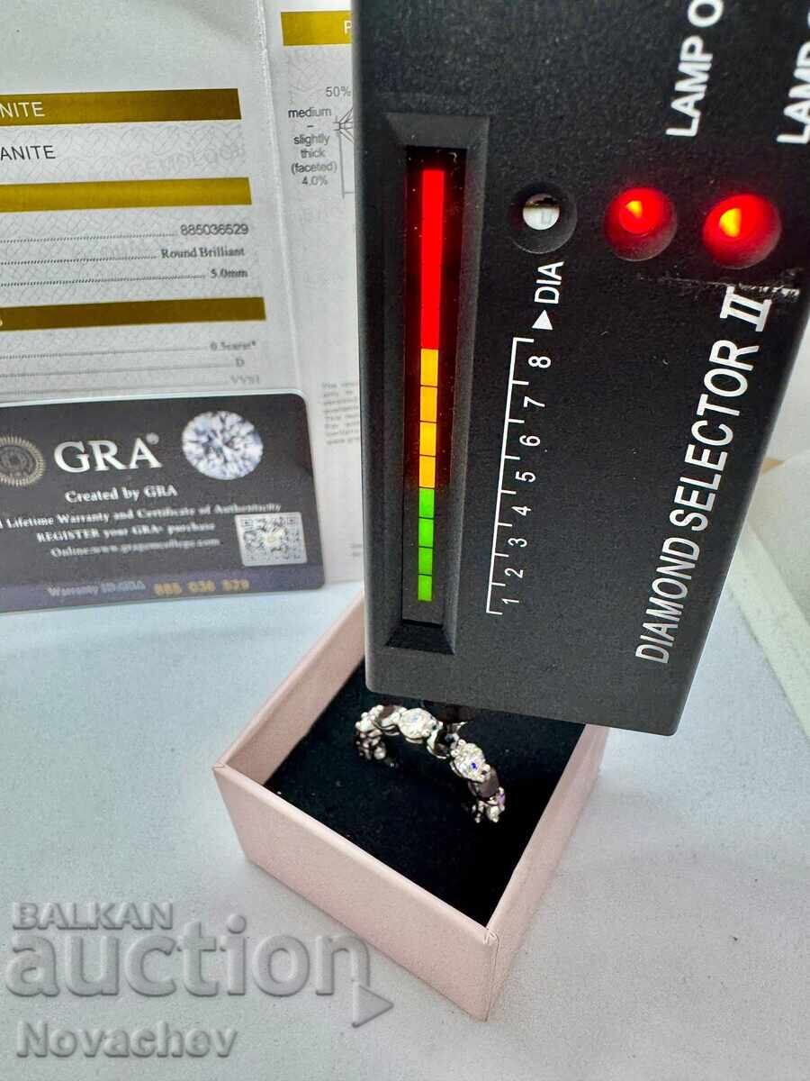 Inel din argint cu moissanite (diamant) 7.5 carate - 7 Inel din argint cu moissanite (diamant) 7.5 carate - 7