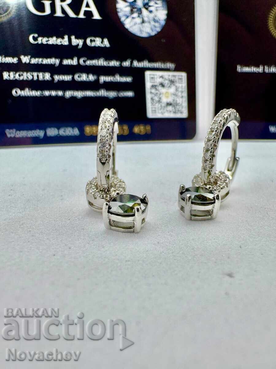 Cercei din argint cu moissanite (diamant) 0.5 carate - 5 Cercei din argint cu moissanite (diamant) 0.5 carate - 5