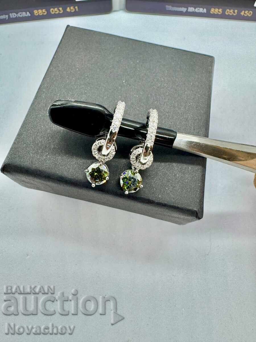 Cercei din argint cu moissanite (diamant) 0.5 carate - 6 Cercei din argint cu moissanite (diamant) 0.5 carate - 6