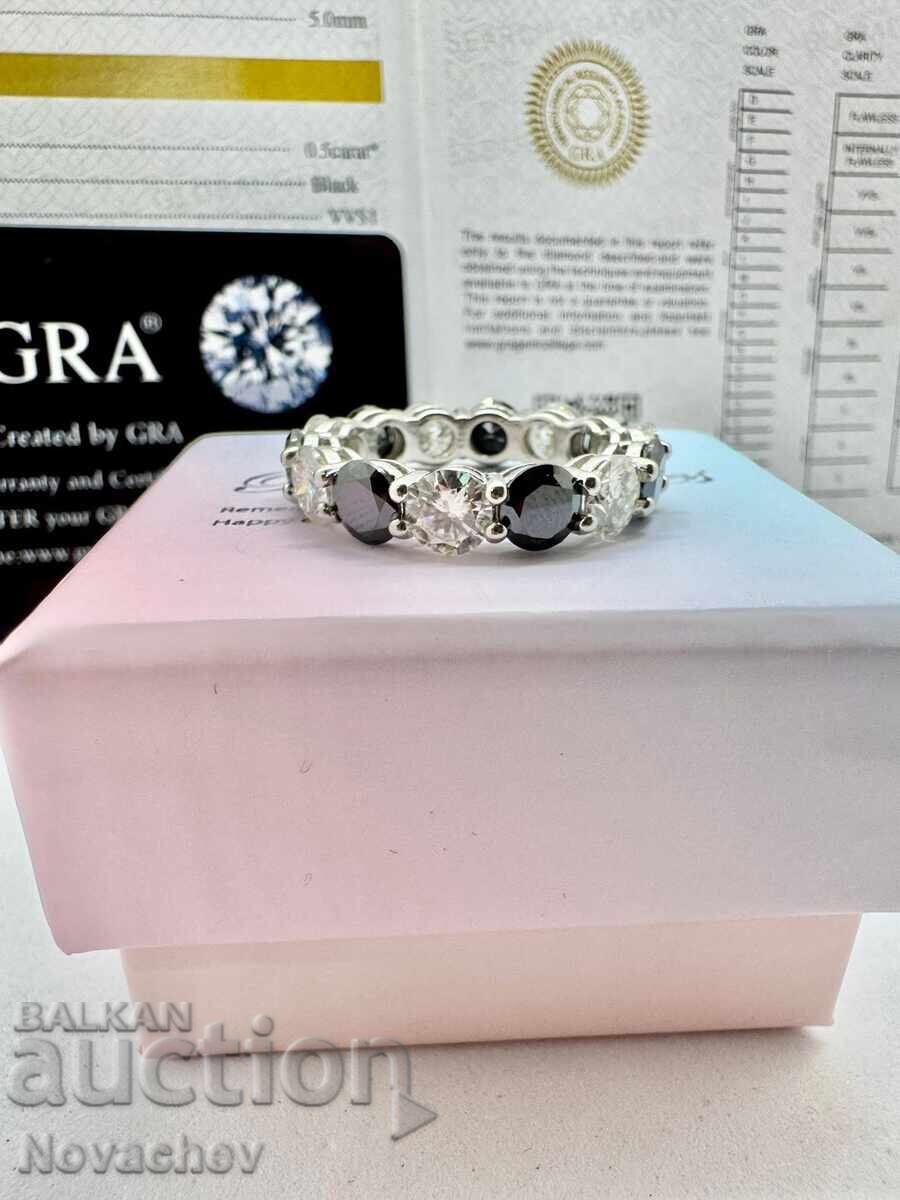 Inel din argint cu moissanit (diamant) 7 carate - 6 Inel din argint cu moissanit (diamant) 7 carate - 6