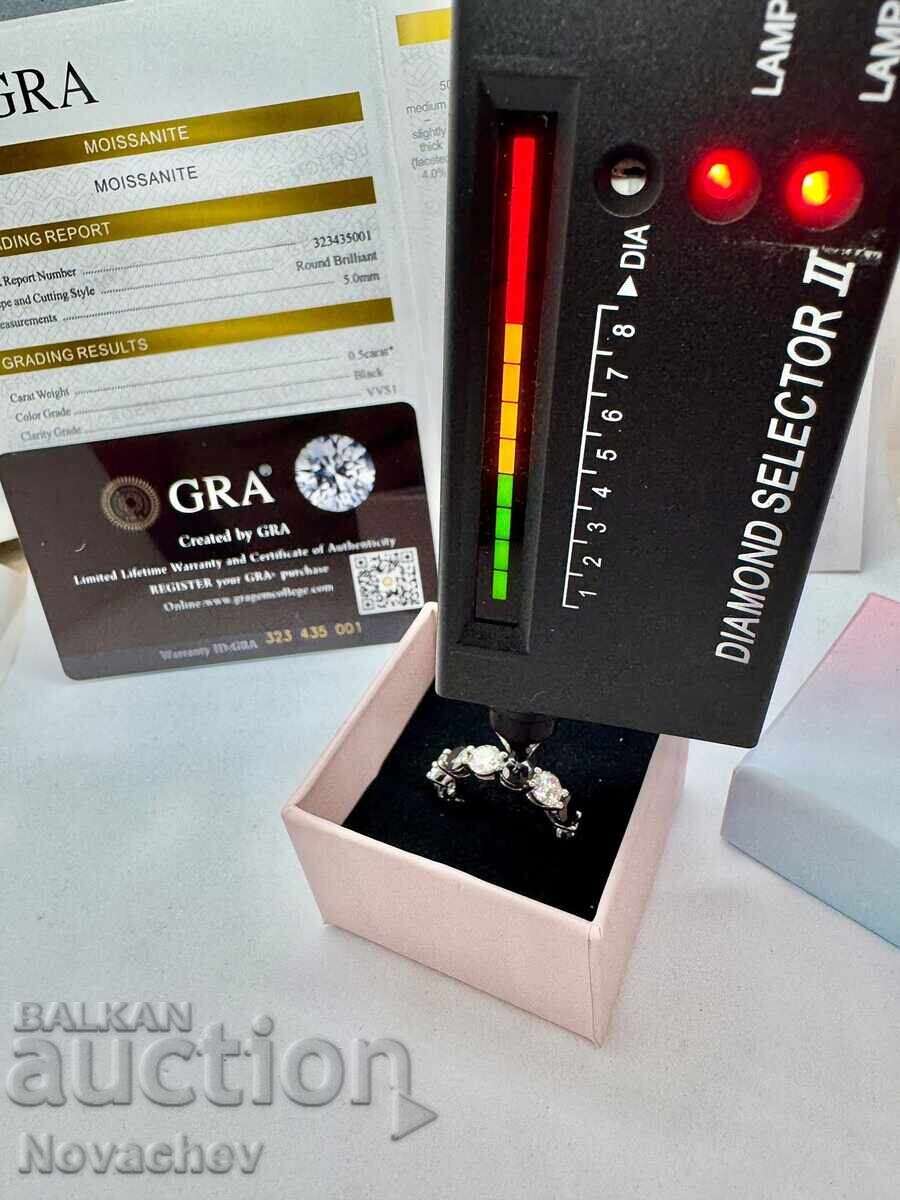 Inel din argint cu moissanit (diamant) 7 carate - 7 Inel din argint cu moissanit (diamant) 7 carate - 7