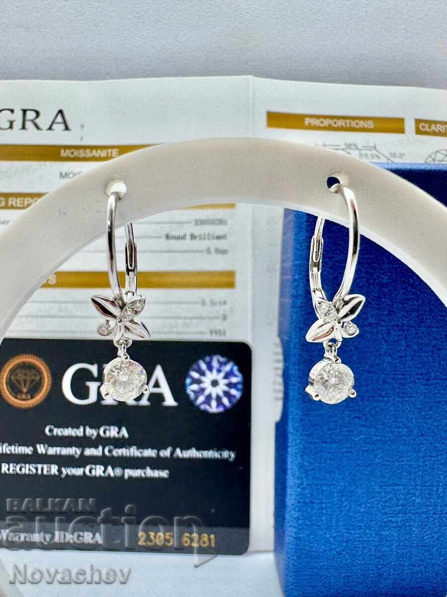 Licitație Cercei din argint cu moissanite (diamant) 0.5 carate Licitație Cercei din argint cu moissanite (diamant) 0.5 carate