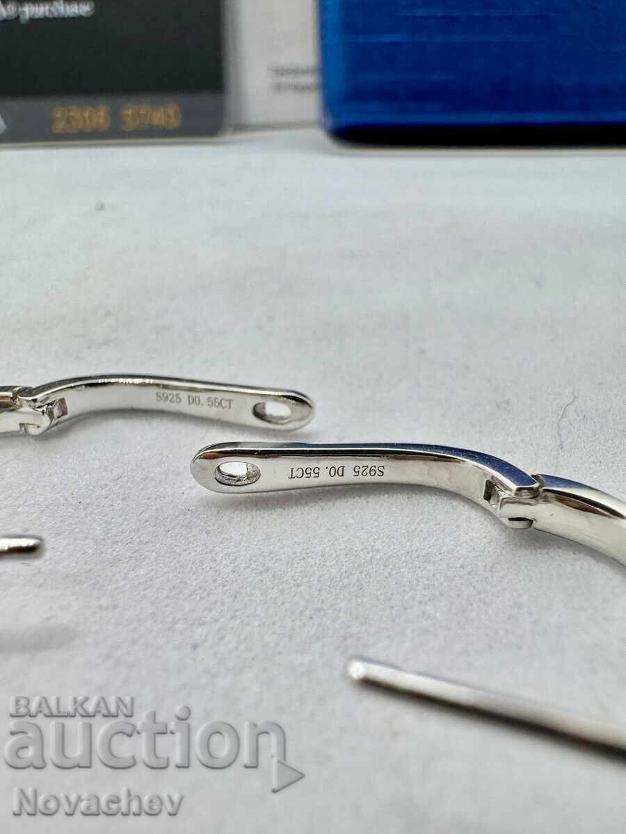 Cercei din argint cu moissanite (diamant) 0.5 carate - 5 Cercei din argint cu moissanite (diamant) 0.5 carate - 5