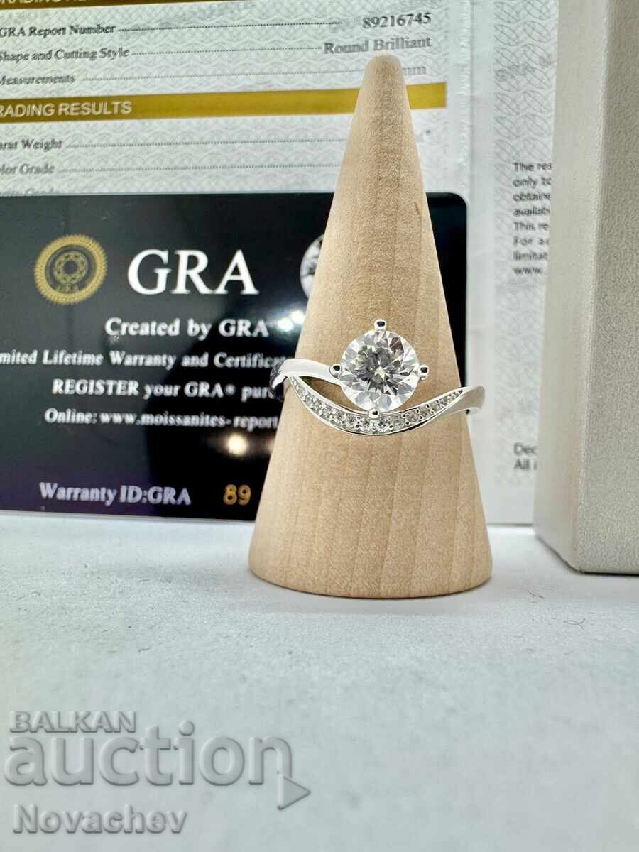 Licitație Inel din argint cu moissanite (diamant) 1 carat Licitație Inel din argint cu moissanite (diamant) 1 carat