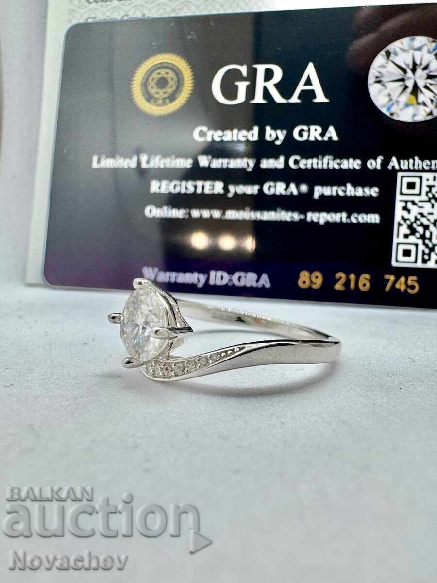 Inel din argint cu moissanite (diamant) 1 carat - 5 Inel din argint cu moissanite (diamant) 1 carat - 5