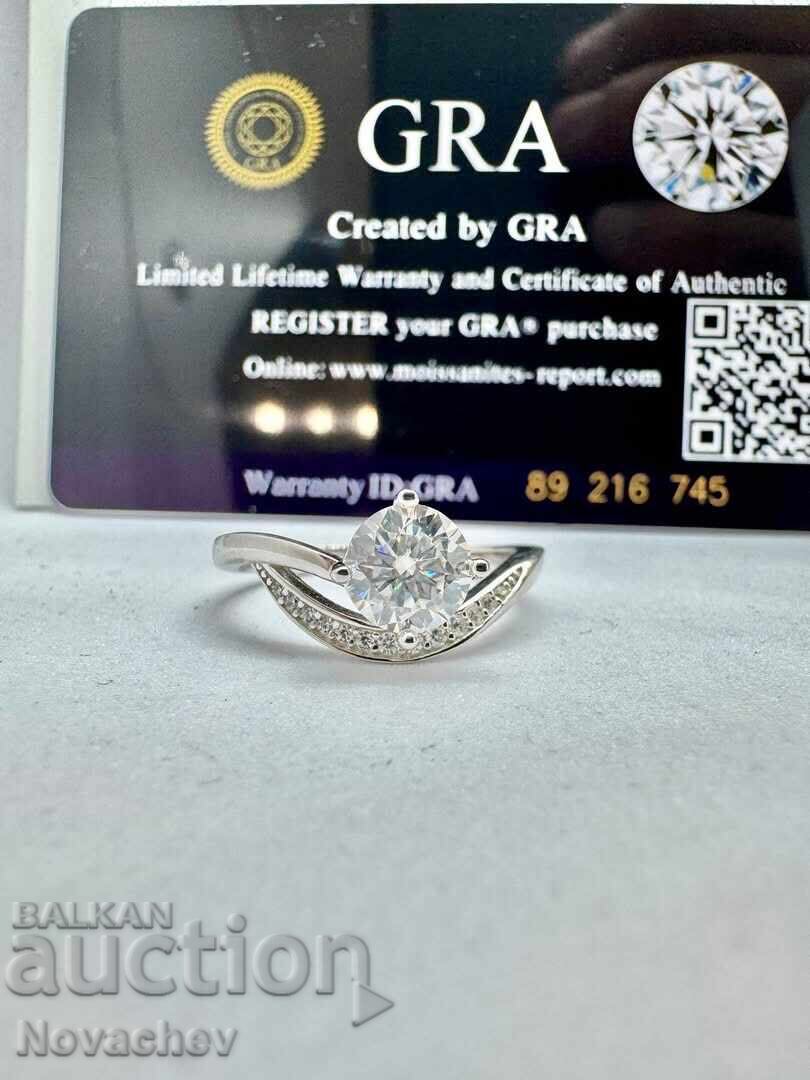 Inel din argint cu moissanite (diamant) 1 carat Inel din argint cu moissanite (diamant) 1 carat