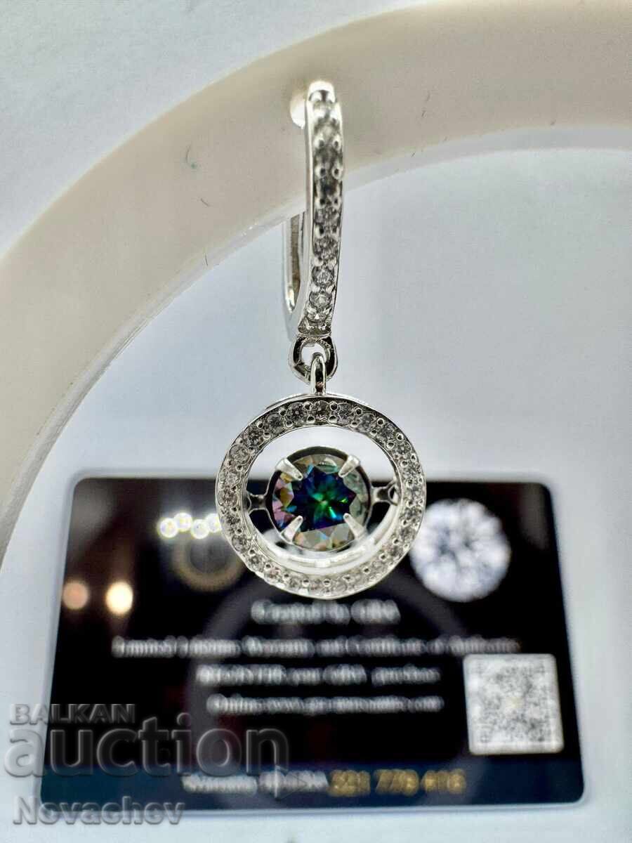 Licitație Cercei din argint cu moissanite (diamant) 0.5 carate