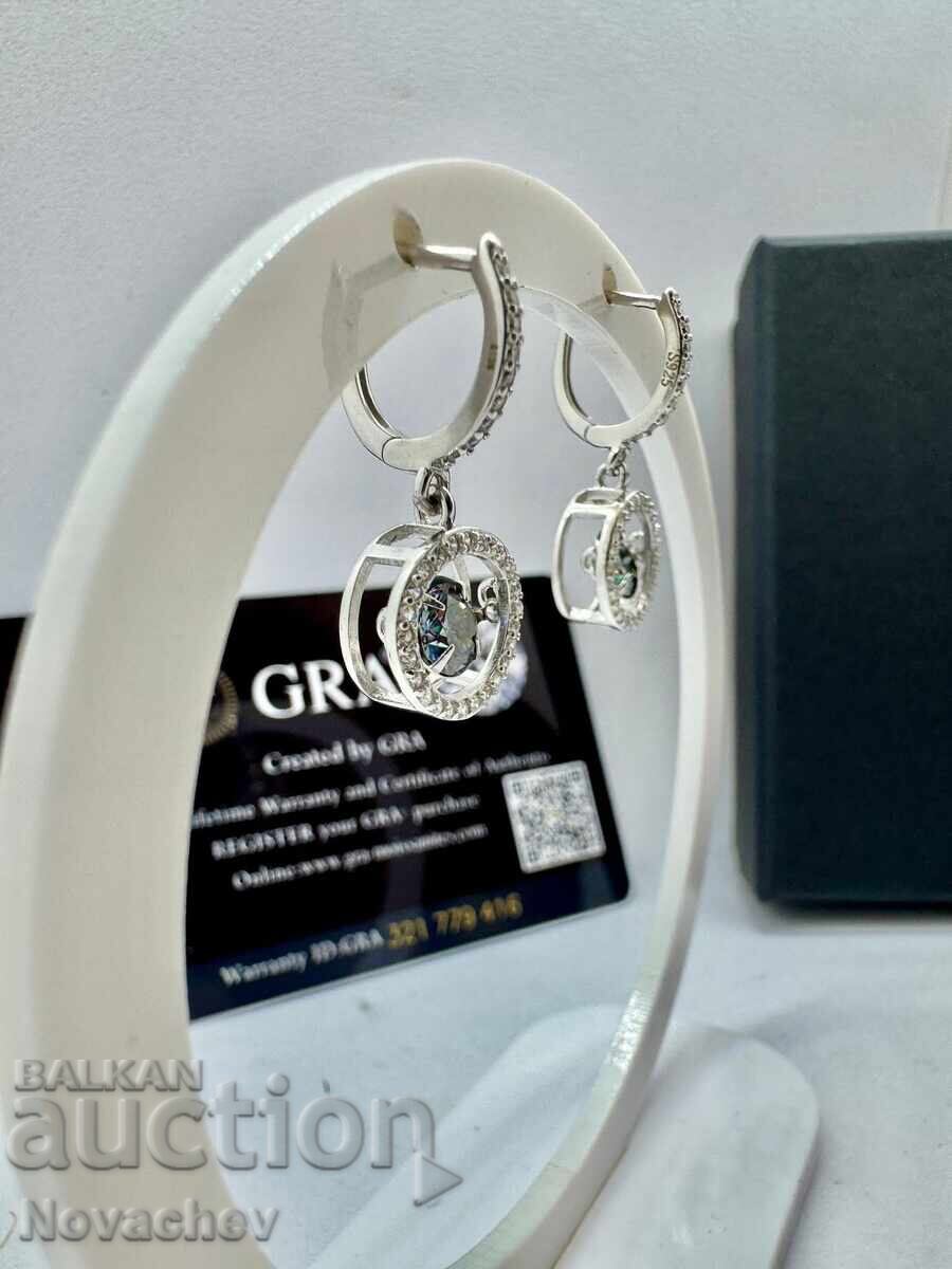 Livrarea Cercei din argint cu moissanite (diamant) 0.5 carate