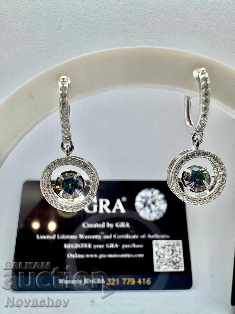 Cercei din argint cu moissanite (diamant) 0.5 carate