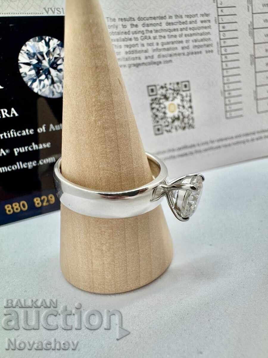 Livrarea Inel din argint cu moissanite (diamant) 2 carate