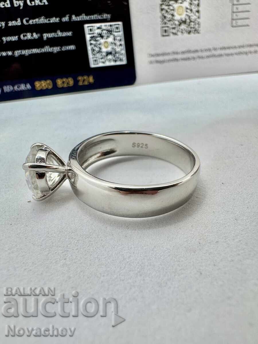 Inel din argint cu moissanite (diamant) 2 carate - 5