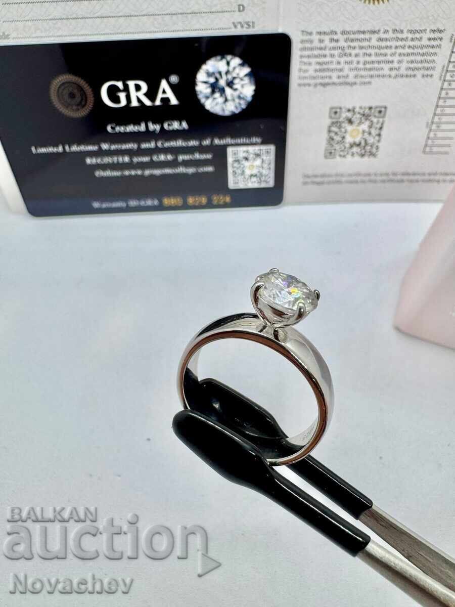 Inel din argint cu moissanite (diamant) 2 carate - 6