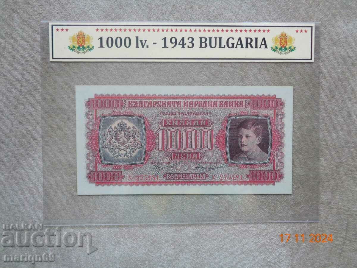 Rare 1.000 BGN. Tsarska 1943 bancnota este o copie Rare 1.000 BGN. Tsarska 1943 bancnota este o copie