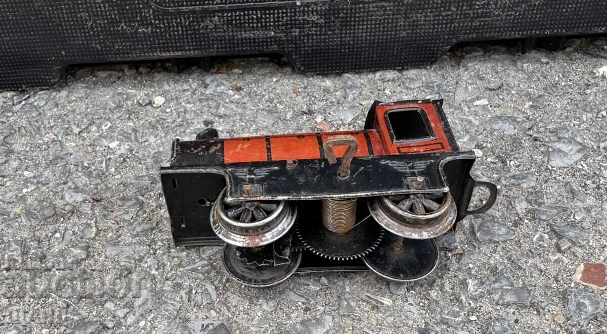 Jucărie mecanică veche germană din metal, tren, locomotivă - 5