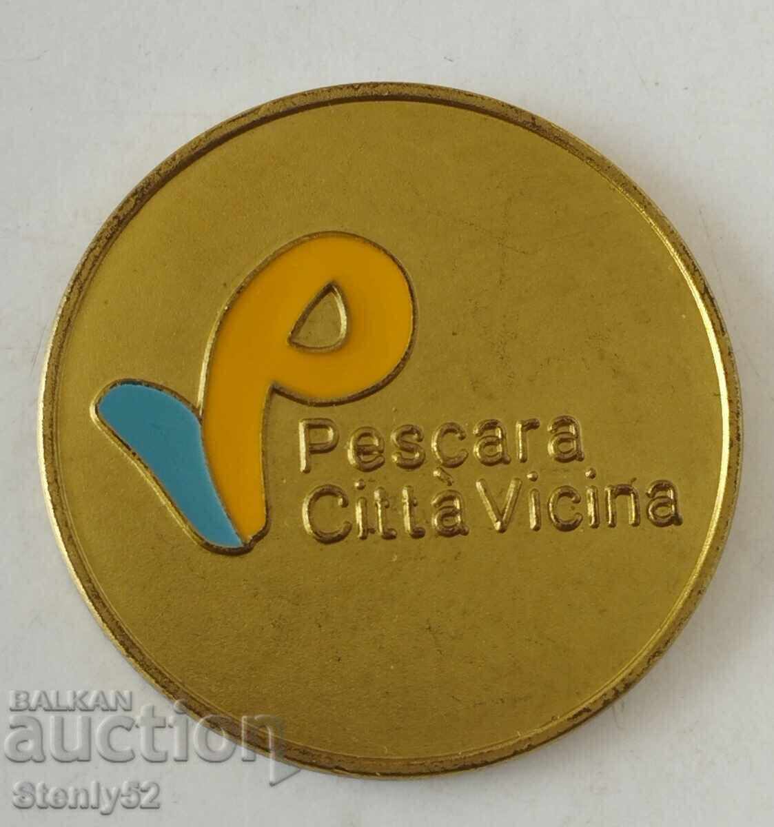 Бронзов плакет Pescara ,Италия диаметър 4 см Бронзов плакет Pescara ,Италия диаметър 4 см