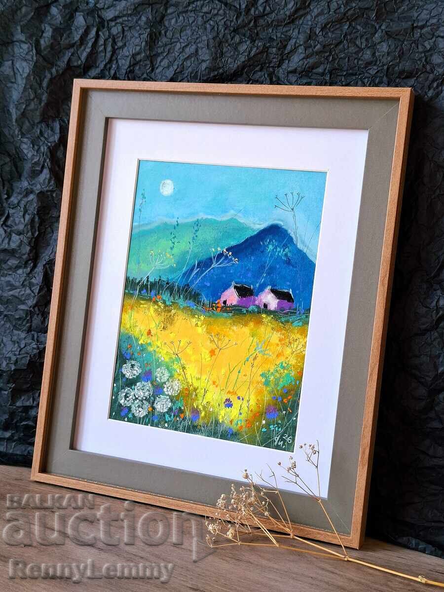 Licitație Vară la munte, tablou pastel, original