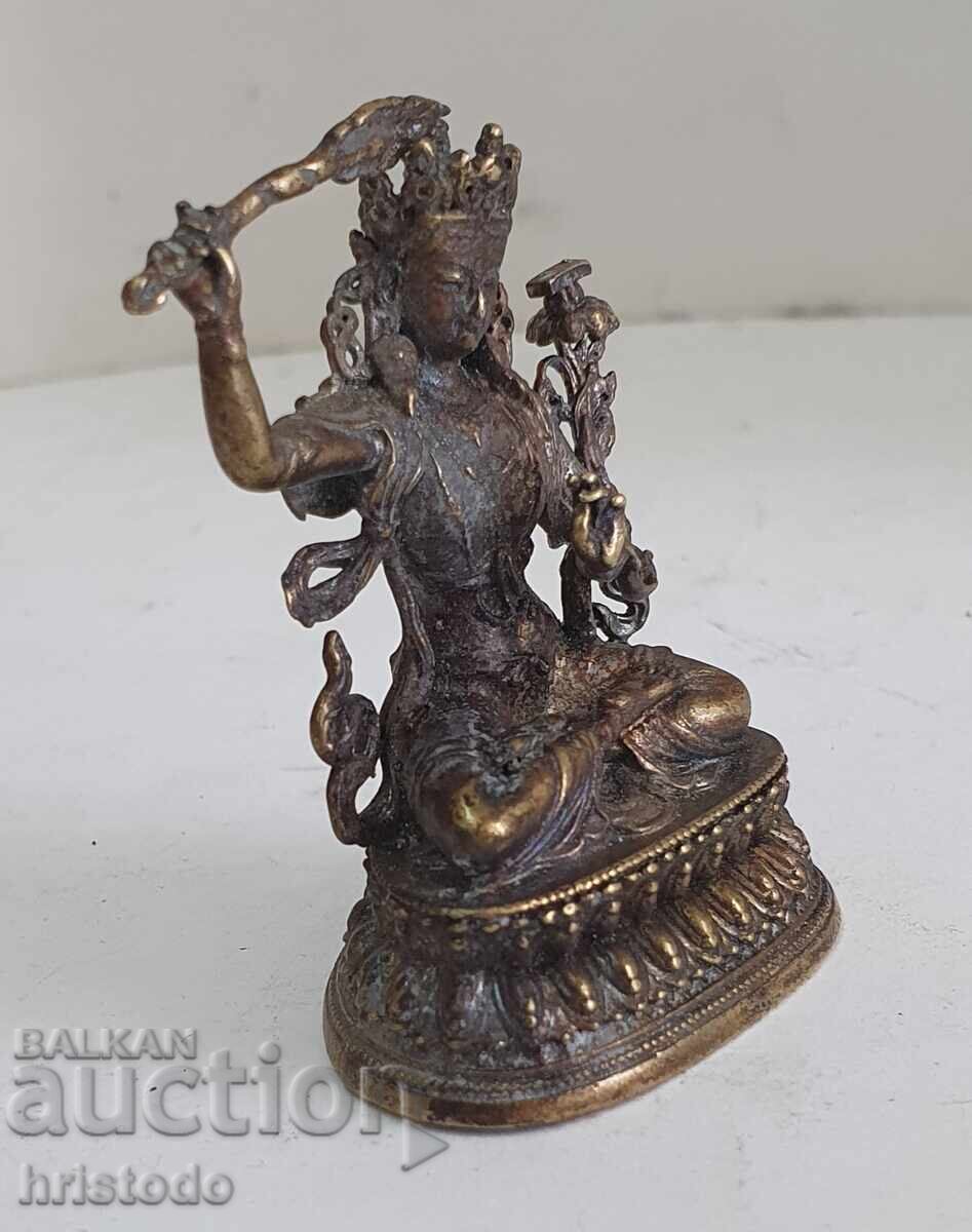 Statuetă din bronz a zeității indiene „Manjushri” - sculptură - 5