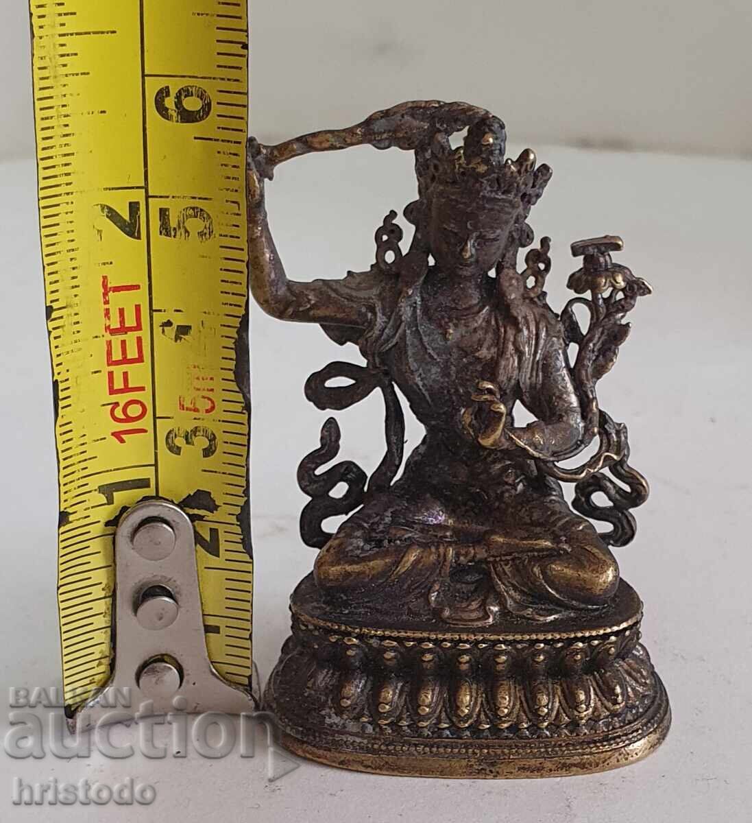 Statuetă din bronz a zeității indiene „Manjushri” - sculptură - 7