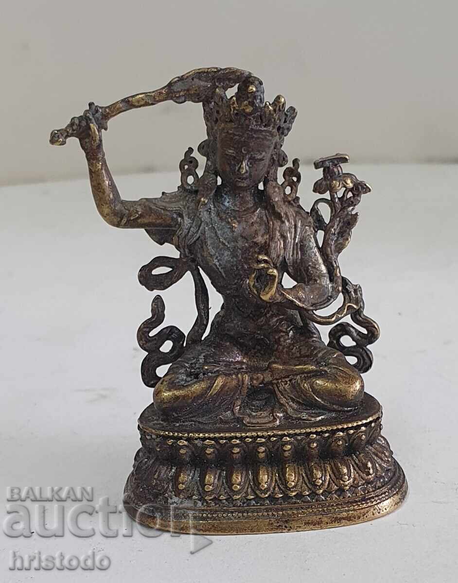 Statuetă din bronz a zeității indiene „Manjushri” - sculptură