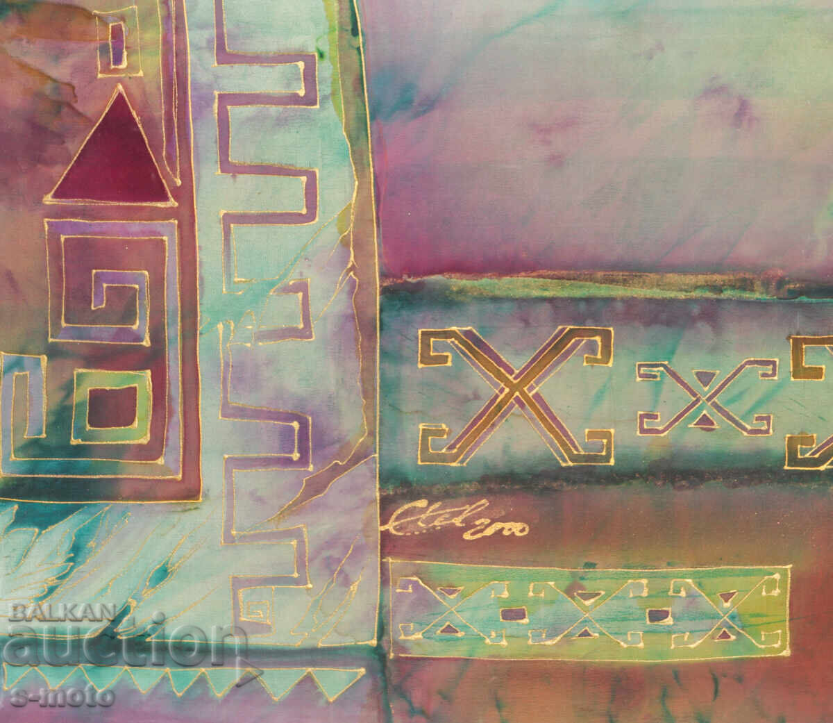 Livrarea Tablou compoziție abstractă peisaj batik Livrarea Tablou compoziție abstractă peisaj batik