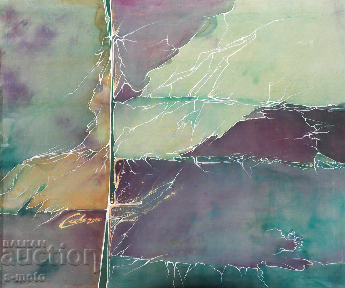 Tablou compoziție abstractă peisaj batik cu preț € 200.00 | 391.17 BGN