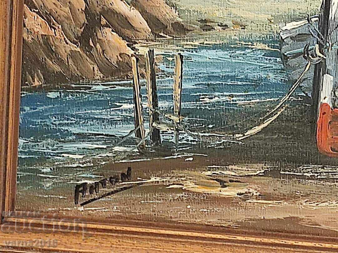 Painting Fisherman's House Seascape, Boats with price € 250.00 | 488.96 BGN