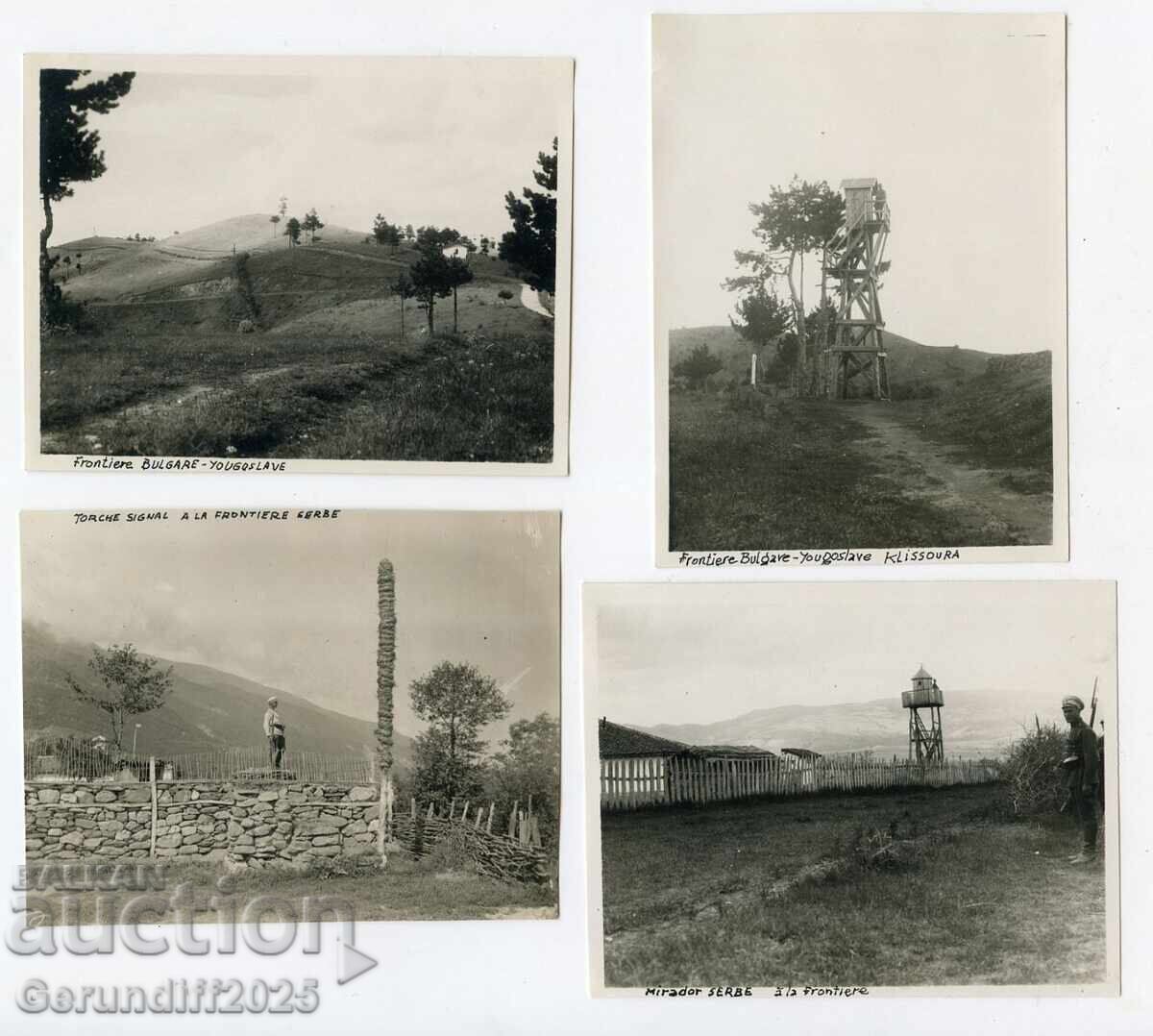 Granița Iugoslavia 1933 4 fotografii originale grănicer turn