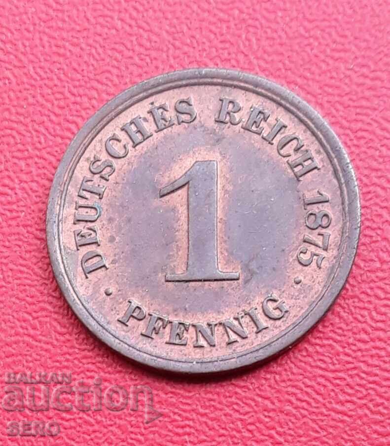 Германия-1 пфениг 1875 F-Щутгарт-отл.запазена