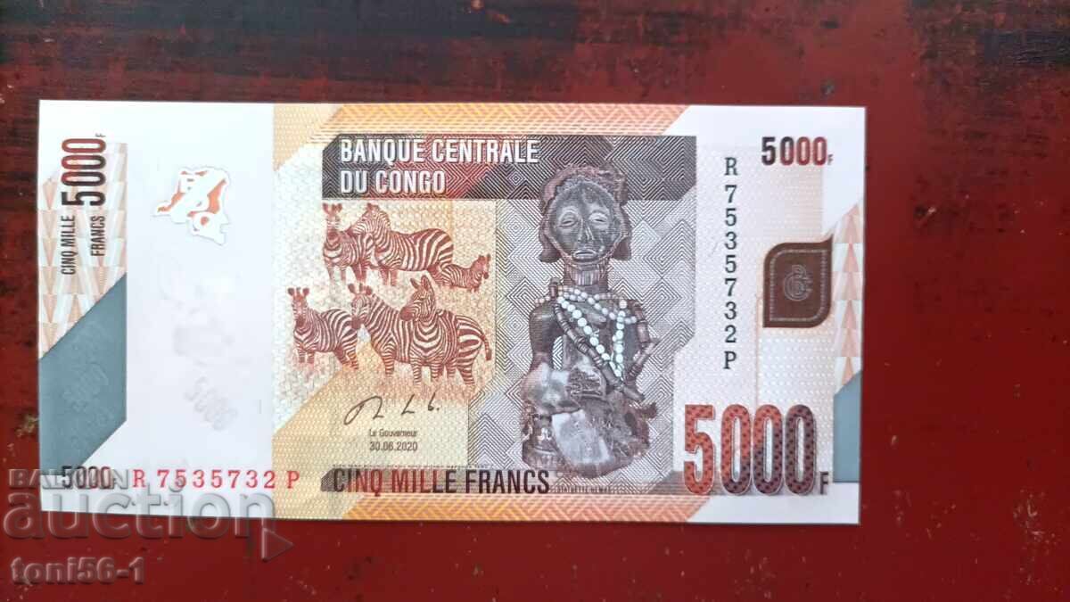 Congo 5000 francs 2020-21 UNC