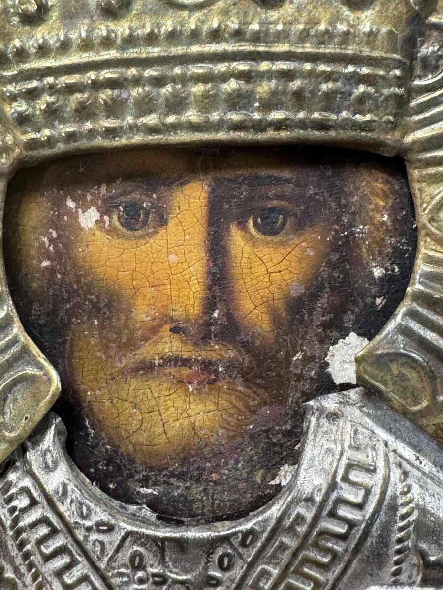 Licitație Icoană veche pictată cu ferecătură, Rusia țaristă