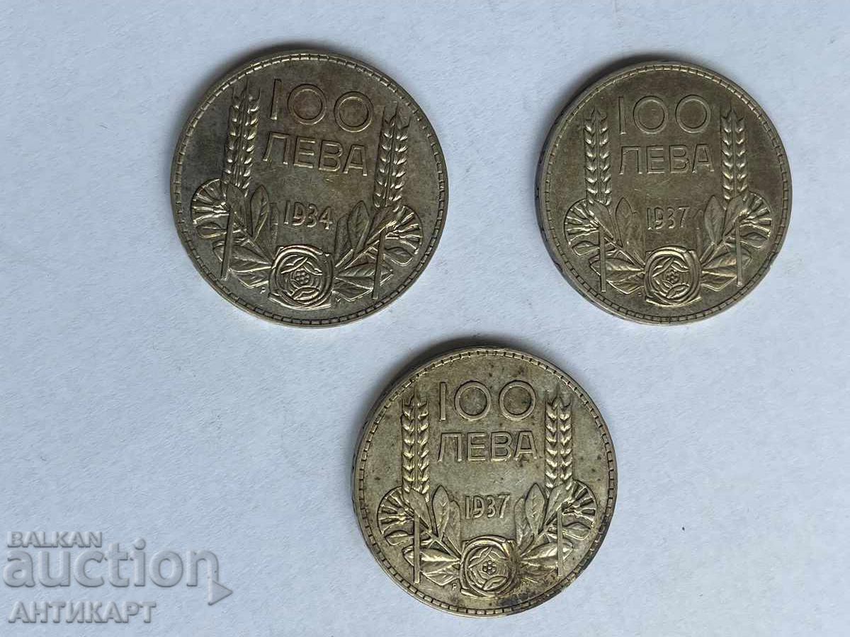 Bulgaria 3 monede de argint de 100 leva 1934 și 1937 cu preț € 75.00 | 146.69 BGN