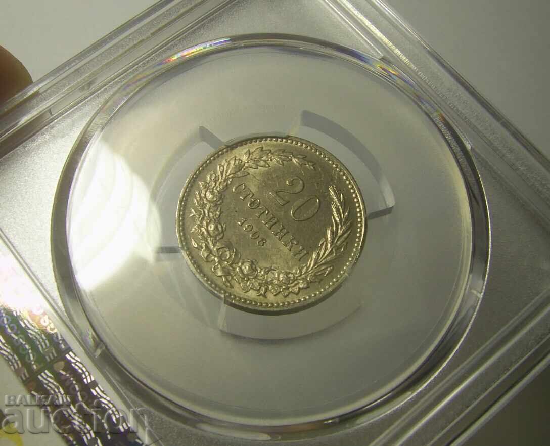 Доставка на БЗЦ! България 20 стотинки 1906 MS61 PCGS Доставка на БЗЦ! България 20 стотинки 1906 MS61 PCGS