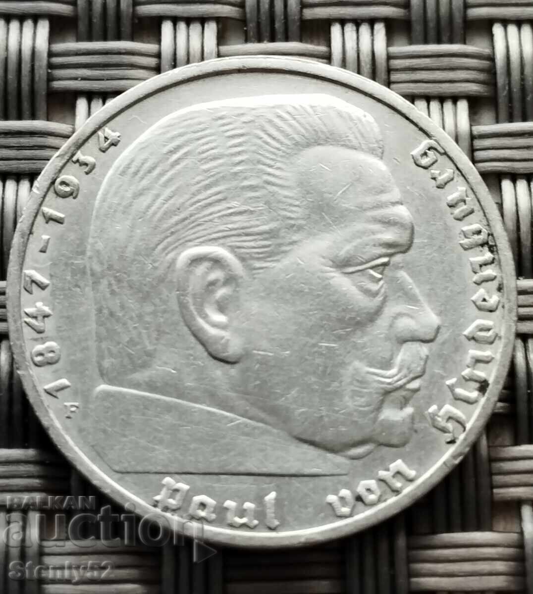 2 Reichsmark argint, puritate 625, anul 1939 cu preț € 15.00 | 29.34 BGN 2 Reichsmark argint, puritate 625, anul 1939 cu preț € 15.00 | 29.34 BGN