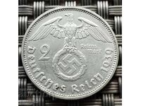2 Райхсмарки сребро проба 625,1939 год.