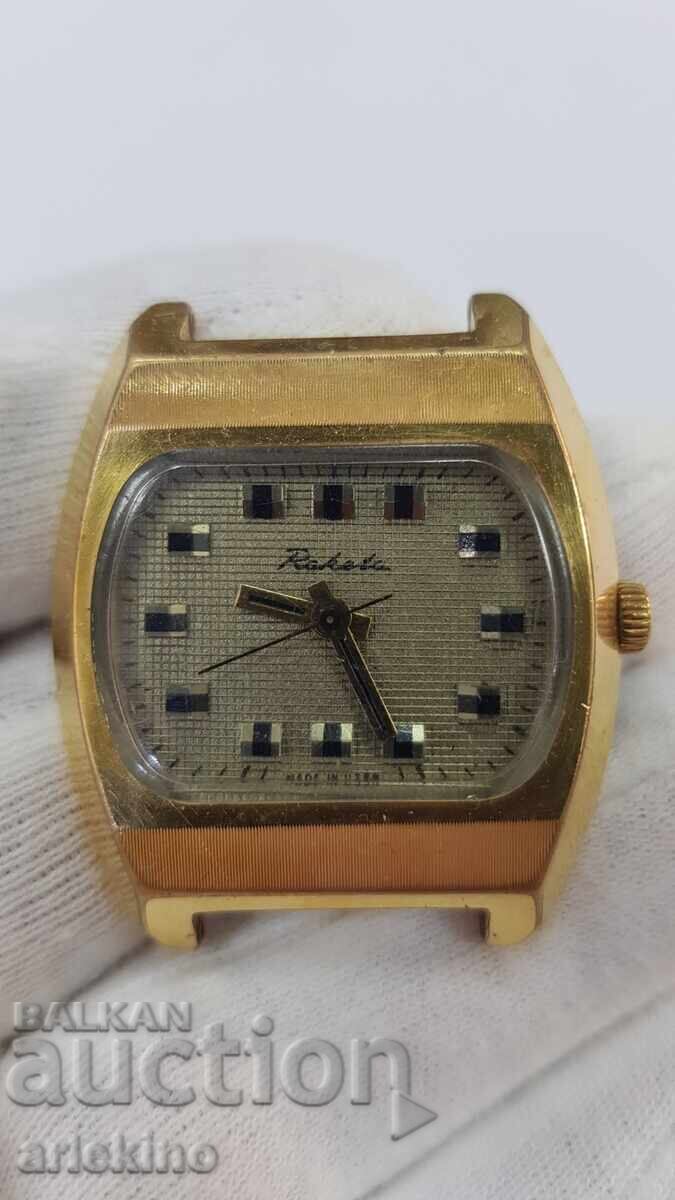 Ceas rusesc de mână URSS "RAKETA" placat cu aur Ceas rusesc de mână URSS "RAKETA" placat cu aur