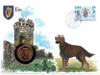 PLIC NUMISMATIC CU MONEDĂ Irlanda 2 pence, 1982
