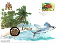 PLIC NUMISMATIC CU MONEDĂ Barbados 5 cenți, 1982