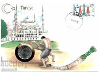PLIC NUMISMATIC CU MONEDĂ Turcia 10 lire, 1988