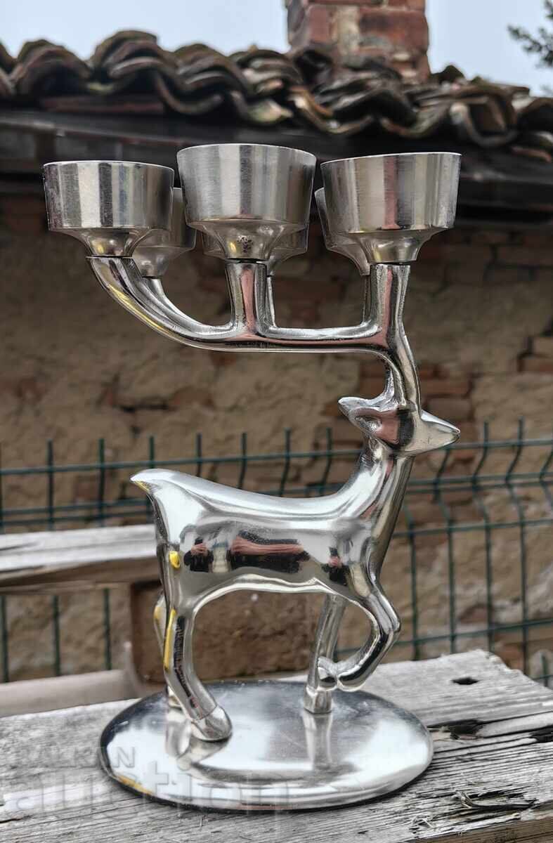Licitație FRUMOS SFEȘNIC METALIC LUMÂNARE CERB METAL NECUNOSCUT