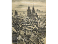 Viktor Stretti ( 1878 - 1957 ) peisaj din Praga 1949