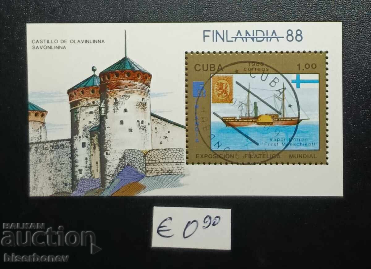 Cuba, Cuba, bloc de timbre, gumă originală